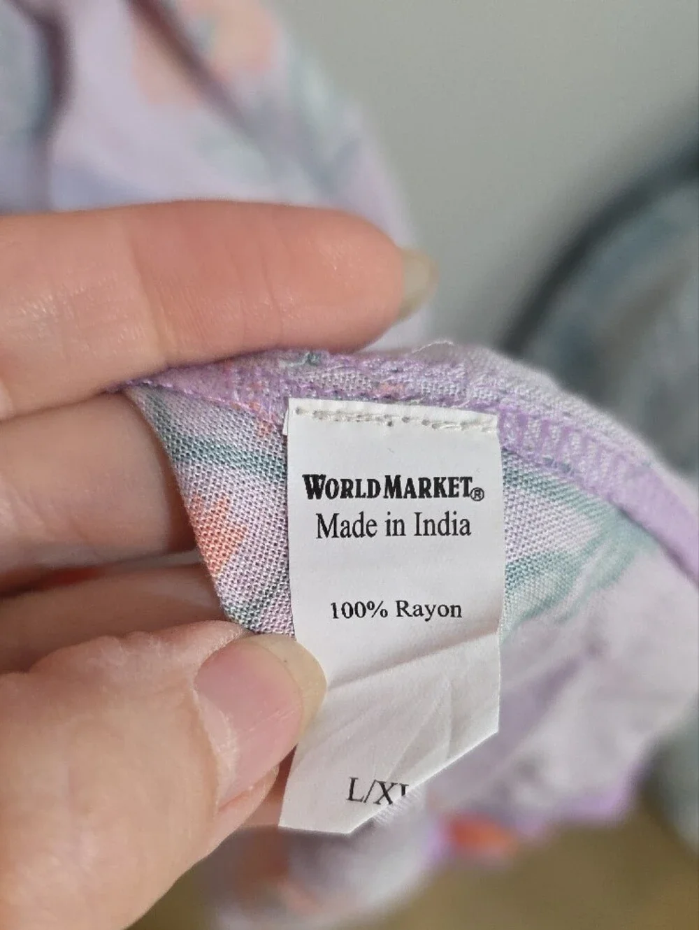 World Market NWT Lavender Floral Kimono Cover Up Orange Trim Sz L/XL Boho